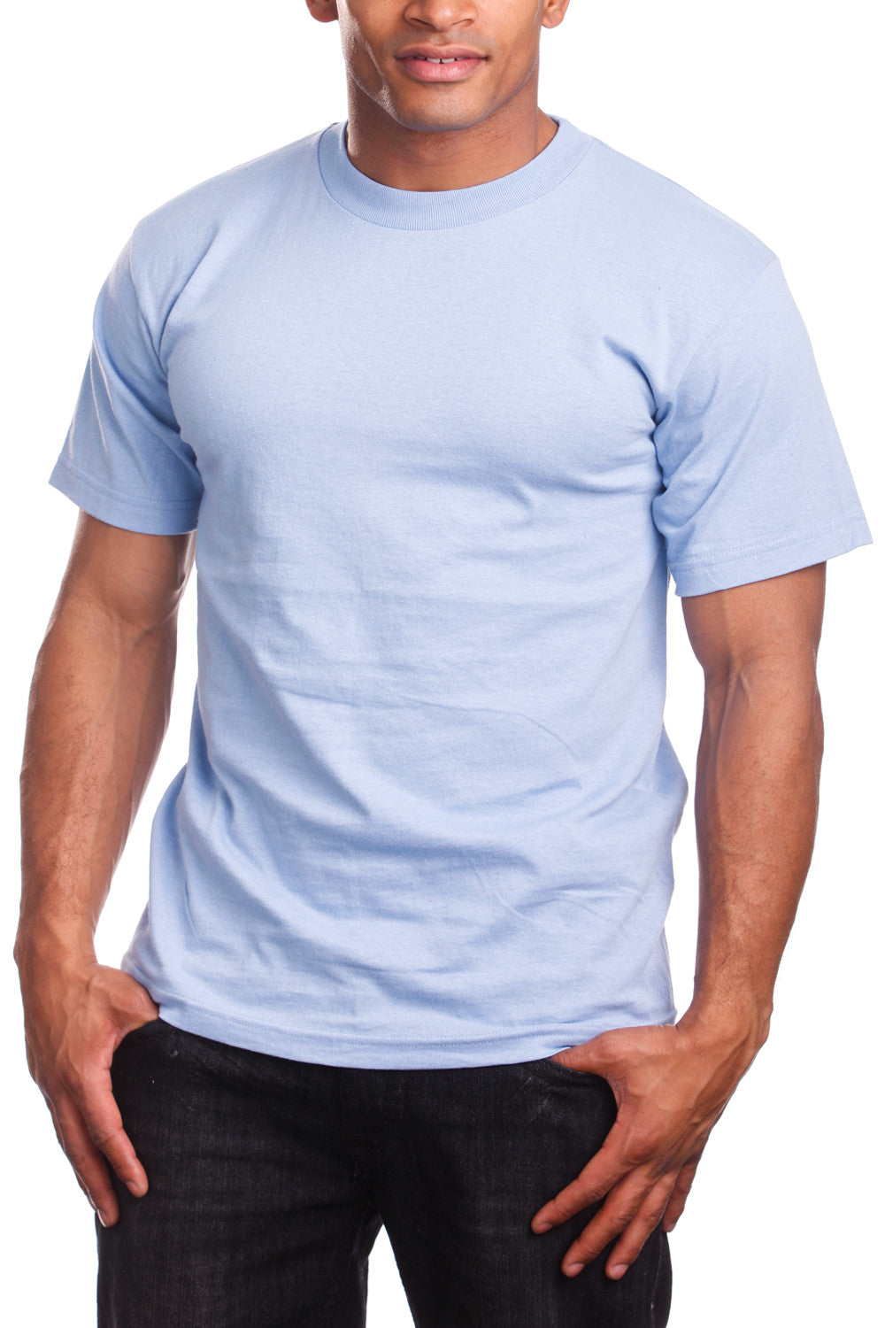 Mens Plain Sky Blue Cotton T Shirt, Size: S-XXL